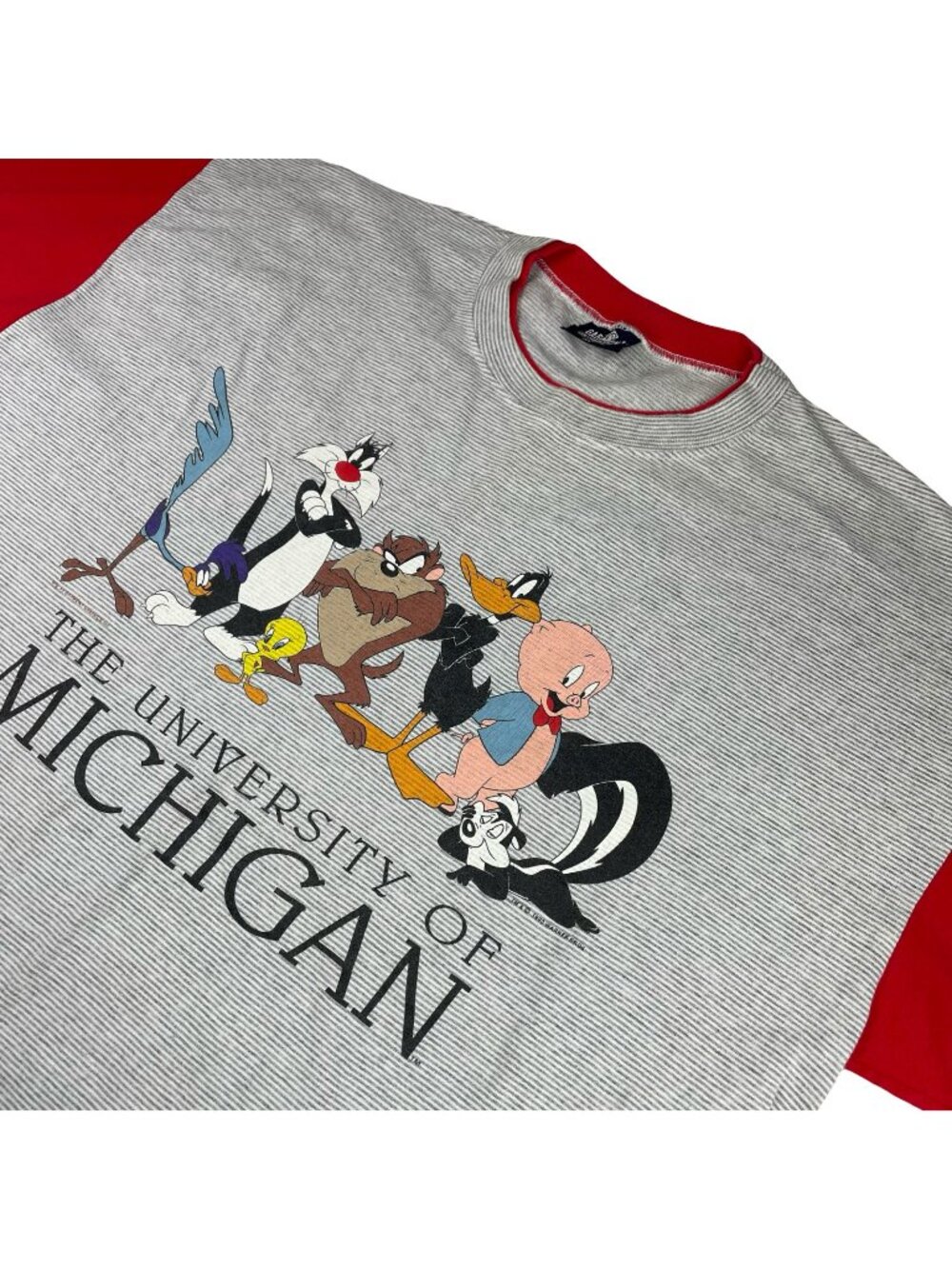 VTG 1993 Michigan Wolverines x Looney Tunes Men's T-Shirt Gray/Red • USA • XL